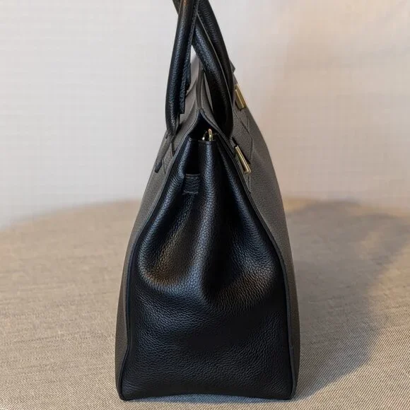 Teddy Blake Gigi 13” Black Dollarino Leather Satchel NWOT - Picture 6 of 9